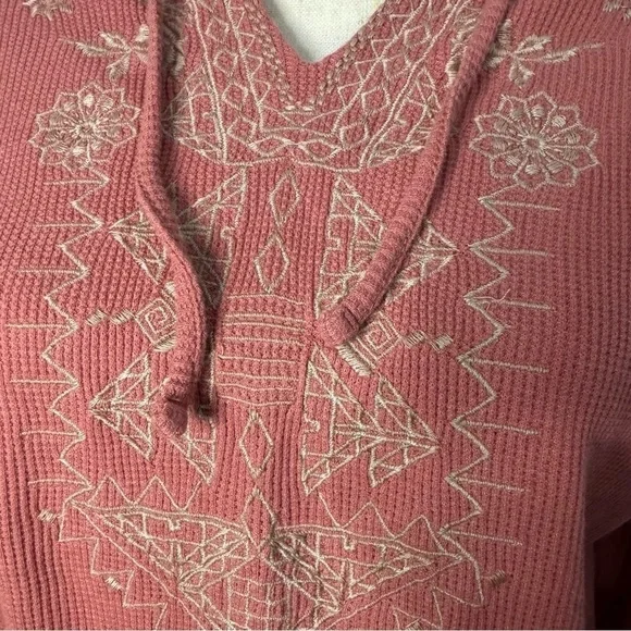 J Jill Size Small Tall Women’s Long Sleeve V Neck Embroidered Hoodie - Picture 6 of 13